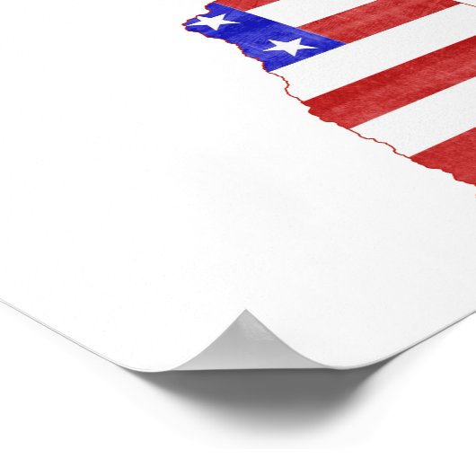 ニューハンプシャーUSA国旗のシルエット州マップ ポスター (角)