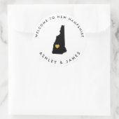 ニューハンプシ結婚アのウェルカムステッカーラベルブラック ラウンドシール (バッグ)