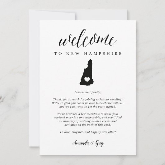 ニューハンプシ結婚アのウェルカムレター&旅程 (正面)