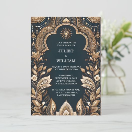 ニューパレスヒンディヘナメンディインディアンスタイル結婚ズ 招待状 (スタンド正面)