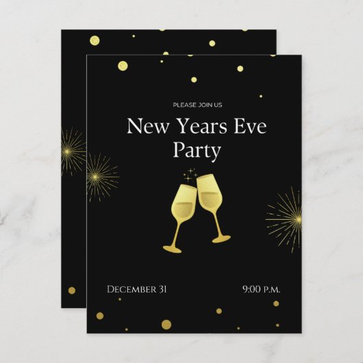 ニューパーソナライズされたイヤーイブパーティの招待状 招待状 (正面/裏面)