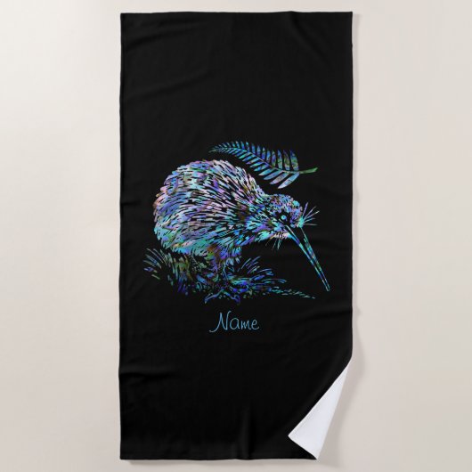 ニューパーソナライズされたジーランドキウィパウア ビーチタオル (正面)