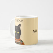 ニューパーソナライズされたス怒・クリスマス退屈ブラックキャット コーヒーマグカップ (正面左)