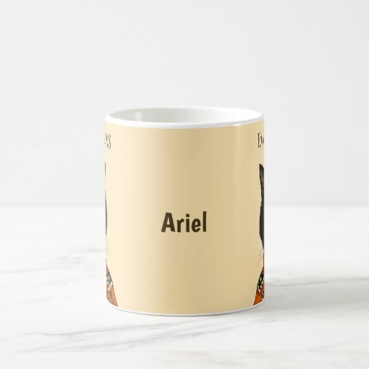 ニューパーソナライズされたス怒・クリスマス退屈ブラックキャット コーヒーマグカップ (中央)