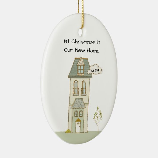 ニューパーソナライズされたホームでクリスマス1回目 セラミックオーナメント (右)
