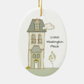 ニューパーソナライズされたホームでクリスマス1回目 セラミックオーナメント (裏面)