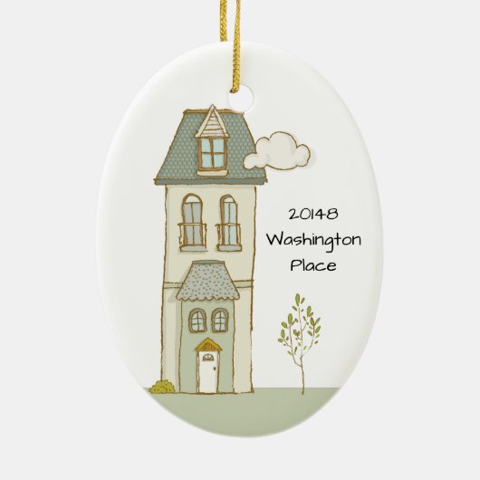 ニューパーソナライズされたホームでクリスマス1回目 セラミックオーナメント (裏面)