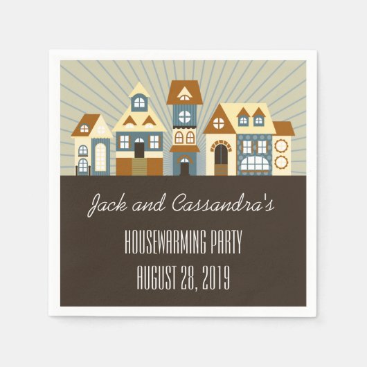 ニューパーソナライズされたホーム引っ越し祝いパーティーナプキンス スタンダードカクテルナプキン (正面)