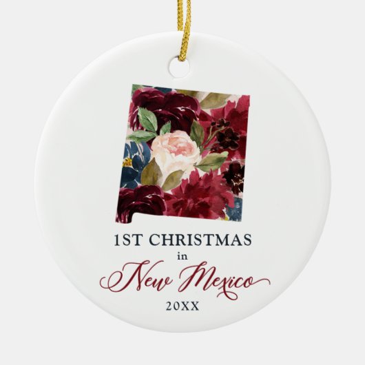 ニューパーソナライズされたメキシコで第1回クリスマスNM州 セラミックオーナメント (正面)
