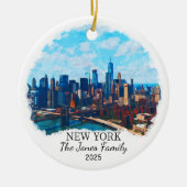 ニューパーソナライズされたヨークオーナメント、ニューヨークギフト セラミックオーナメント (正面)