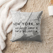 ニューパーソナライズされたヨークシティマップ白黒グレイ クッション (ブランケット)