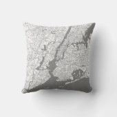 ニューパーソナライズされたヨークシティマップ白黒グレイ クッション (裏面)
