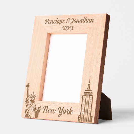 ニューパーソナライズされたヨークシティ名前をカスタムする&日付 レーザー彫刻フレーム (左)