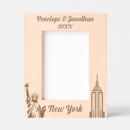 ニューパーソナライズされたヨークシティ名前をカスタムする&日付 レーザー彫刻フレーム (正面)