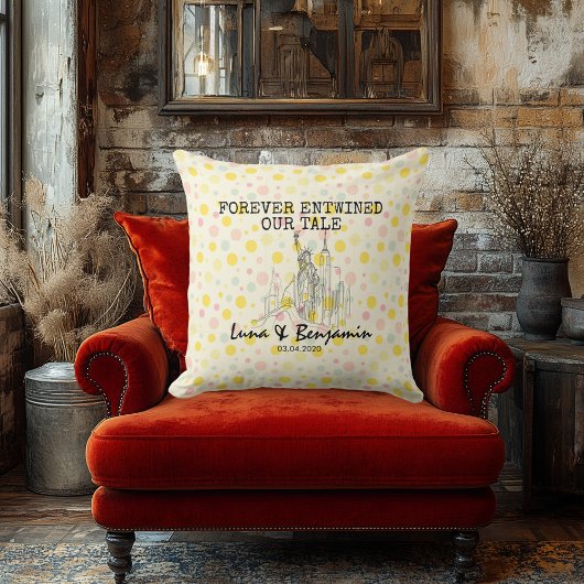 ニューパーソナライズされたヨークスカイライン水玉模様パターン クッション