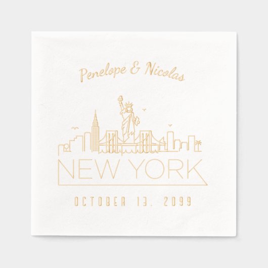 ニューパーソナライズされたヨークナプキンズゴールドフォイル 箔ナプキン (正面)
