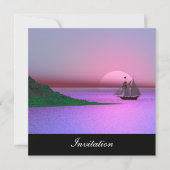 ニューパープル人気がある招待状船 招待状 (正面)