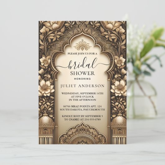 ニューヒンディヘナメンディインディアンスタイルブライダルシャワー 招待状 (スタンド正面)