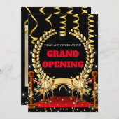 ニュービジネスグランドオープンローレルリース金ゴールドレッド 招待状 (正面/裏面)