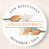 ニュービニングレトロホワイトリリーフローラ退職 コースター (正面)