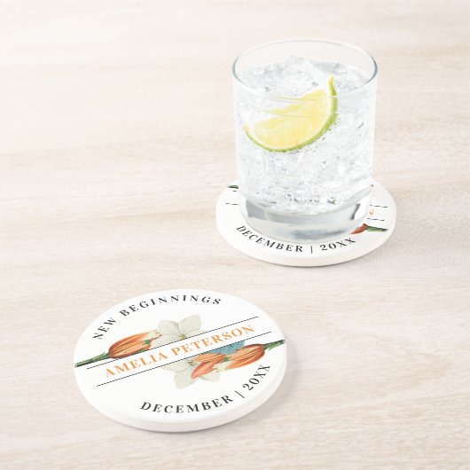 ニュービニングレトロホワイトリリーフローラ退職 コースター (側面)