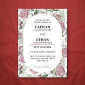 ニューピンクフラワーエレガントアイボリー結婚フローラ 招待状