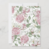 ニューピンクフラワーエレガントアイボリー結婚フローラ 招待状 (裏面)