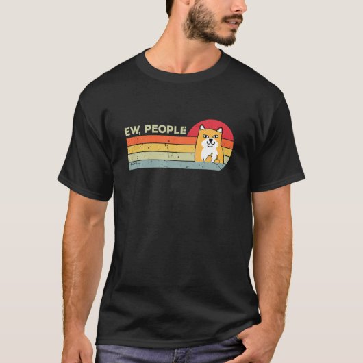 ニューピープルおもしろいレトロドッグ Tシャツ (正面)