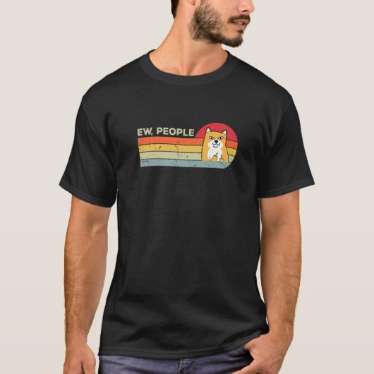 ニューピープルおもしろいレトロドッグ Tシャツ (正面)