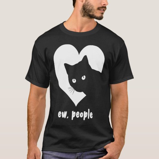 ニューピープルハート黒猫キャットパロディ Tシャツ (正面)
