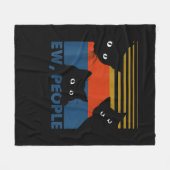 ニューピープルレトロキャットおもしろいヴィンテージ内向型 フリースブランケット (正面(横))