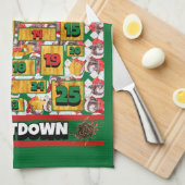 ニューファウンダウンクリスマスアドベントカレンダードッグ キッチンタオル (四つ折り)