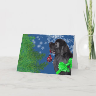 ニューファウンドランドのクリスマスのオーナメントの休日カード シーズンカード