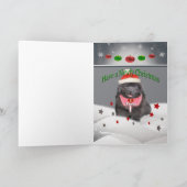 ニューファウンドランドの子犬メリークリスマス シーズンカード (内部)