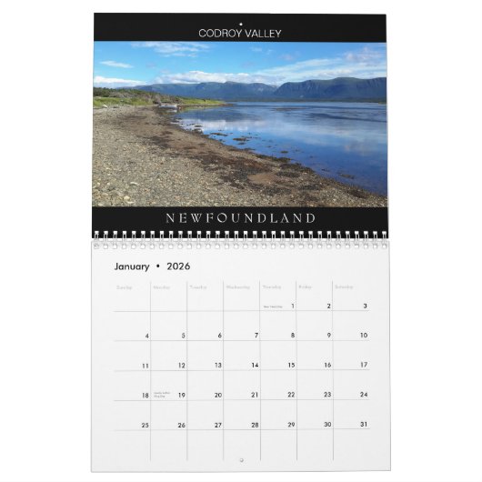ニューファウンドランドノバスコシアカナダのカレンダー カレンダー (1月 2026)