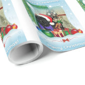 ニューファウンドランド犬のクリスマスの包装紙 ラッピングペーパー (ロールコーナー)