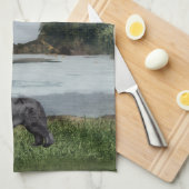 ニューファウンドランド犬のリバー・バレーの台所タオル キッチンタオル (四つ折り)