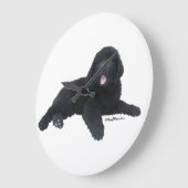 ニューファウンドランド犬の子犬の柱時計 ラージ壁時計 (傾斜)