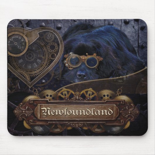 ニューファウンドランド犬のSteampunkのスタイル! マウスパッド (正面)