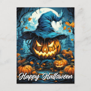 ニューファティックハッピーハローウィンパンプキンイラストレーション ポストカード