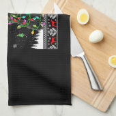 ニューファンドおもしろいランド犬クリスマスライトクリスマス キッチンタオル (四つ折り)