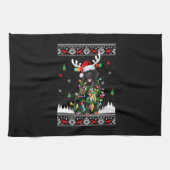 ニューファンドおもしろいランド犬クリスマスライトクリスマス キッチンタオル (横)
