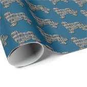 ニューファンドドッグシルエットY&Bグリッドブルー ラッピングペーパー (ロールコーナー)