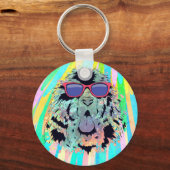 ニューファンドランドおもしろいドッグサングラスデザイン キーホルダー (正面)