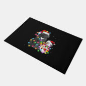 ニューファンドランドおもしろいドッグ |クリスマス雪だるま灯 ドアマット (アングル)