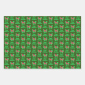 ニューファンドランドかわいいクリスマスドッグ&ボウ3色 ラッピングペーパーシート (正面3)