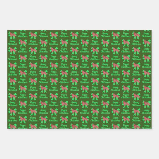 ニューファンドランドかわいいクリスマスドッグ&ボウ3色 ラッピングペーパーシート (正面3)