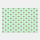 ニューファンドランドかわいいクリスマスドッグ&ボウ3色 ラッピングペーパーシート (正面2)