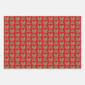 ニューファンドランドかわいいクリスマスドッグ&ボウ3色 ラッピングペーパーシート (正面)