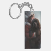 ニューファンドランドとサンタクロースフェスティバルクリスマス キーホルダー (正面左)